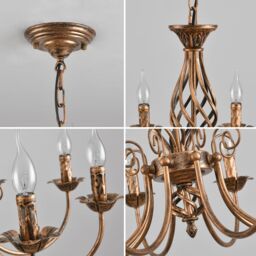 Garwarm 8 Lights French Country Chandelier Bronze Metal in Brown - thumbnail 5