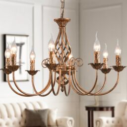 Garwarm 8 Lights French Country Chandelier Bronze Metal in Brown