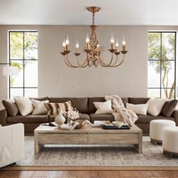 Garwarm 8 Lights French Country Chandelier Bronze Metal in Brown - thumbnail 4