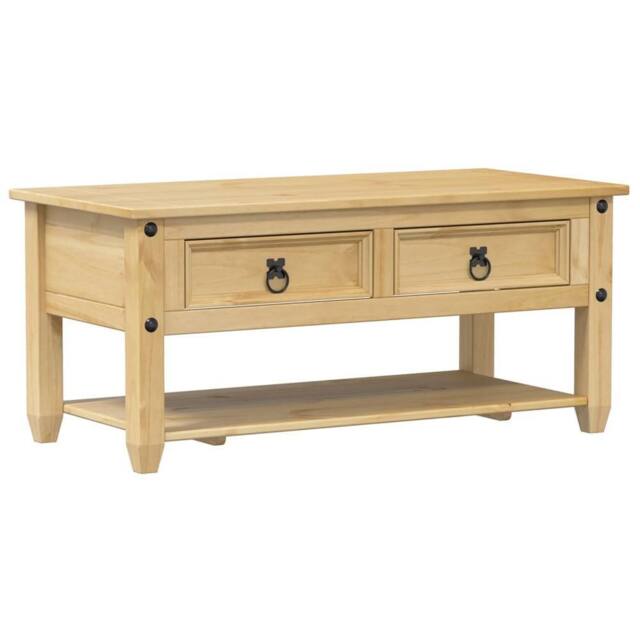 Berkfield Home Coffee Table with Drawers Corona 100x48x45 cm Solid Wood Pine in Brown - Size: 100 x 48 x 45 cm - image 1