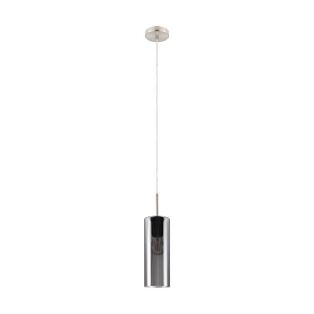 Loops Pendant Light Satin Nickel Shade Black Transparent Glass Vaporized E27 1x15W in Metallics - image 1