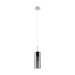 Loops Pendant Light Satin Nickel Shade Black Transparent Glass Vaporized E27 1x15W in Metallics