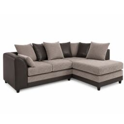 Furnishings For Less UK Luca 3-4 Seater L Shaped Corner Sofa Fabric & Leather Trim Black & Grey Right Hand Facing - thumbnail 2
