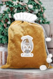 Personalised Memento Company Personalised Gonk Luxury Pom Pom Gold Sack in Metallic Gold - thumbnail 4