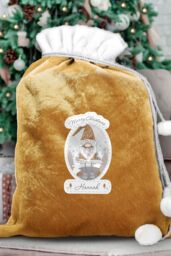 Personalised Memento Company Personalised Gonk Luxury Pom Pom Gold Sack in Metallic Gold - thumbnail 3