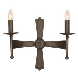 Netlighting Cromwell 2 Light Indoor Candle Wall Light Old Bronze E14 in Brown