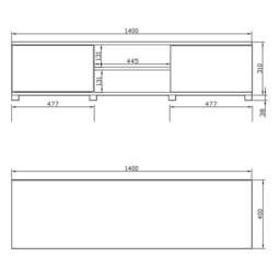 VOGREX Black Gloss Modern TV Stand Fits 50 55 65 Inch TV UK - thumbnail 2