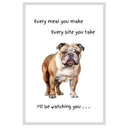 Animal Crackers Dog Tea Towel With 'Watching You' Funny Wording - English Bulldog in White - thumbnail 1