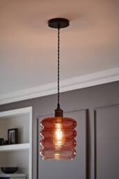 ValueLights Giselle Matte Black Ombre Berry Glass Ceiling Pendant Light with Bulb in Dark Pink - thumbnail 2