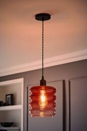 ValueLights Giselle Matte Black Ombre Berry Glass Ceiling Pendant Light with Bulb in Dark Pink - thumbnail 1
