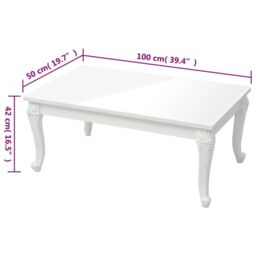 Berkfield Home Coffee Table High Gloss White 100x50x42 cm Engineered Wood - Size: 100 x 50 x 42 cm - thumbnail 5