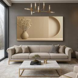 Mafett Large Beige Abstract Wall Art Canvas Premium 3.8cm Gallery Wrap - Size: A1 - thumbnail 1