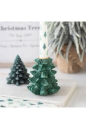 KDMD Green Fir Tree Candle Holder with Taper Candle