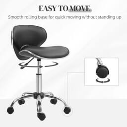 VOGREX Black Rolling Salon Technician Stool - thumbnail 6