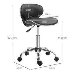 VOGREX Black Rolling Salon Technician Stool - thumbnail 2