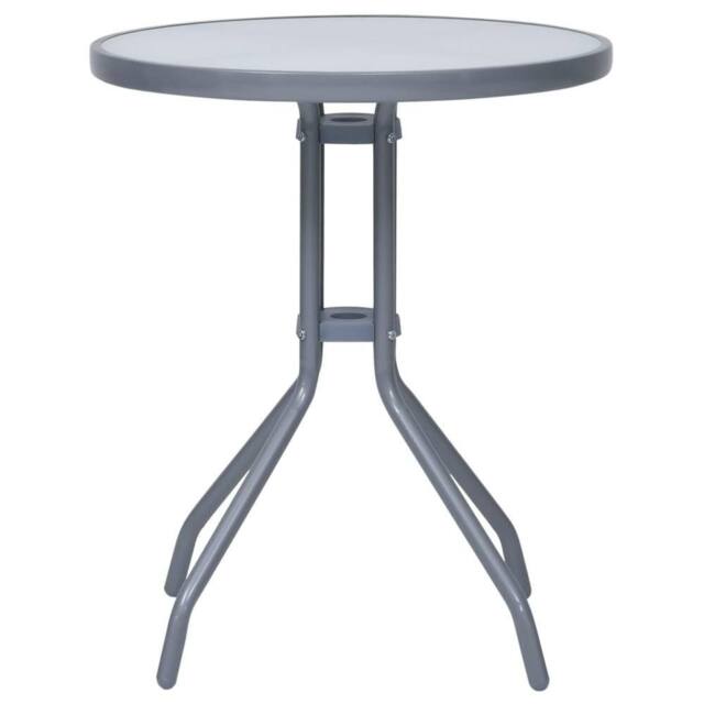 Berkfield Home Garden Table Light Grey 60 cm Steel & Glass - image 1