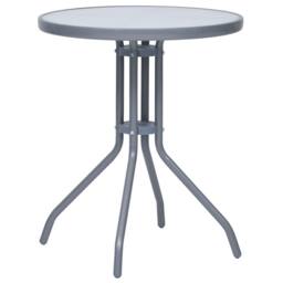 Berkfield Home Garden Table Light Grey 60 cm Steel & Glass - thumbnail 2