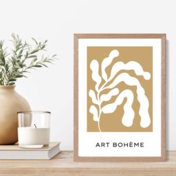 ARTZE Mustard Yellow & White Matisse Style Floral Cutout Framed Print SIZE: A3 with Oak Frame - Size: A4 - thumbnail 2