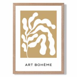 ARTZE Mustard Yellow & White Matisse Style Floral Cutout Framed Print SIZE: A3 with Oak Frame - Size: A4