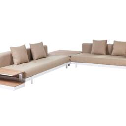 Wyld and Coco Outdoor 5 Seater Sofa Set Coffee Tables Beige Polyester Cushions - thumbnail 2