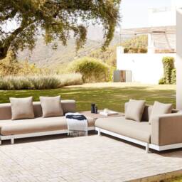 Wyld and Coco Outdoor 5 Seater Sofa Set Coffee Tables Beige Polyester Cushions