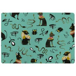 Benjamin Tate Design Hand Painting Abstract, Ancient Egypt Horus Eye Signs Designer Rug in Natural - Size: Large - thumbnail 1