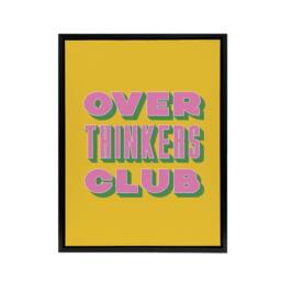 "Artery8 Overthinkers Club Mustard Yellow Pink Retro Black Framed Canvas Art - Size: W12"" x H16""" - thumbnail 1