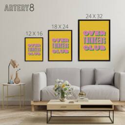 "Artery8 Overthinkers Club Mustard Yellow Pink Retro Black Framed Canvas Art - Size: W12"" x H16""" - thumbnail 4