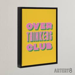 "Artery8 Overthinkers Club Mustard Yellow Pink Retro Black Framed Canvas Art - Size: W12"" x H16""" - thumbnail 2