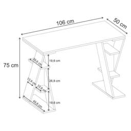 Decortie Papillon' Modern Working Desk with Integrated Mini Storage Shelves in Dark Grey - Size: 1 Pack - thumbnail 5