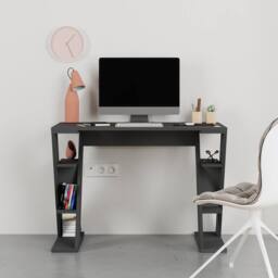 Decortie Papillon' Modern Working Desk with Integrated Mini Storage Shelves in Dark Grey - Size: 1 Pack - thumbnail 4