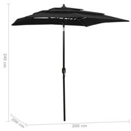 Berkfield Home Harmful 3-Tier Parasol with Aluminium Pole Black 2x2 m - thumbnail 6