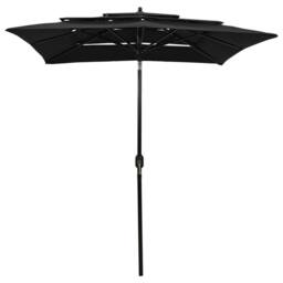 Berkfield Home Harmful 3-Tier Parasol with Aluminium Pole Black 2x2 m - thumbnail 3