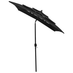 Berkfield Home Harmful 3-Tier Parasol with Aluminium Pole Black 2x2 m - thumbnail 1