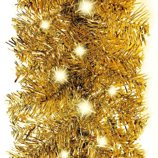 Berkfield Home Cosy Christmas Garland with LED Lights 20 m Gold - image 1