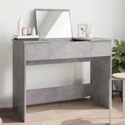 Berkfield Home Modern Dressing Table with Mirror Concrete Grey 100x45x76 cm - Size: 100 x 45 x 76 cm - thumbnail 2