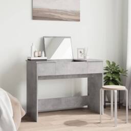 Berkfield Home Modern Dressing Table with Mirror Concrete Grey 100x45x76 cm - Size: 100 x 45 x 76 cm