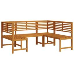 Berkfield Home Charming 3-Piece Garden Bench Set - Solid Acacia Wood in Brown - thumbnail 3