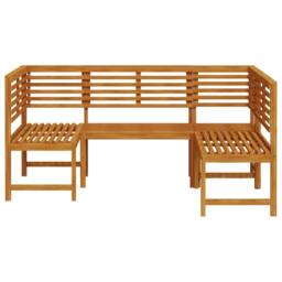Berkfield Home Charming 3-Piece Garden Bench Set - Solid Acacia Wood in Brown - thumbnail 7