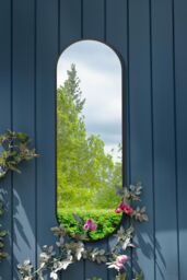 MirrorOutlet Black Metal Framed Double Arched Garden Wall Mirror (180 X 60CM) - Size: 1 Pack - thumbnail 1