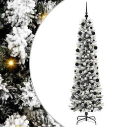 Berkfield Home Artificial Christmas Tree with 300 LEDs Green & white 210 cm - thumbnail 2