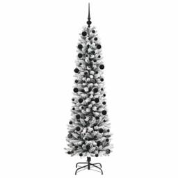 Berkfield Home Artificial Christmas Tree with 300 LEDs Green & white 210 cm - thumbnail 4