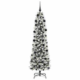Berkfield Home Artificial Christmas Tree with 300 LEDs Green & white 210 cm - thumbnail 3