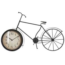 Wyld and Coco Black Metal Bicycle Table Clock 37 cm - Vintage Modern Mantel Accent - thumbnail 2