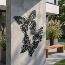 Garden Greatness Triple Metal Butterfly Mural Garden Wall Art in Black - Size: 3 Pack - thumbnail 1