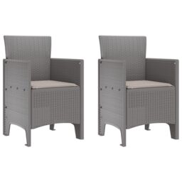 Berkfield Home Garden Chair Set of 2 Light Grey Poly Rattan & Steel Standard - thumbnail 2