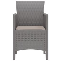 Berkfield Home Garden Chair Set of 2 Light Grey Poly Rattan & Steel Standard - thumbnail 6