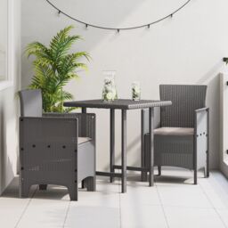 Berkfield Home Garden Chair Set of 2 Light Grey Poly Rattan & Steel Standard - thumbnail 1
