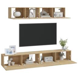 Berkfield Home 4 Piece TV Cabinet Set Sonoma Oak Engineered Wood in Light Brown - thumbnail 7