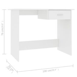 Berkfield Home Desk White 100x50x76 cm Engineered Wood - Size: 100 x 50 x 76 cm - thumbnail 6